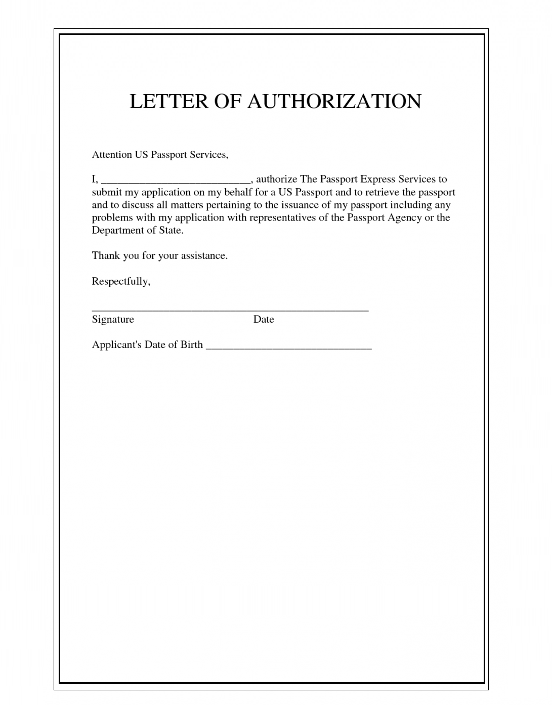 Example of Authorization Letter
