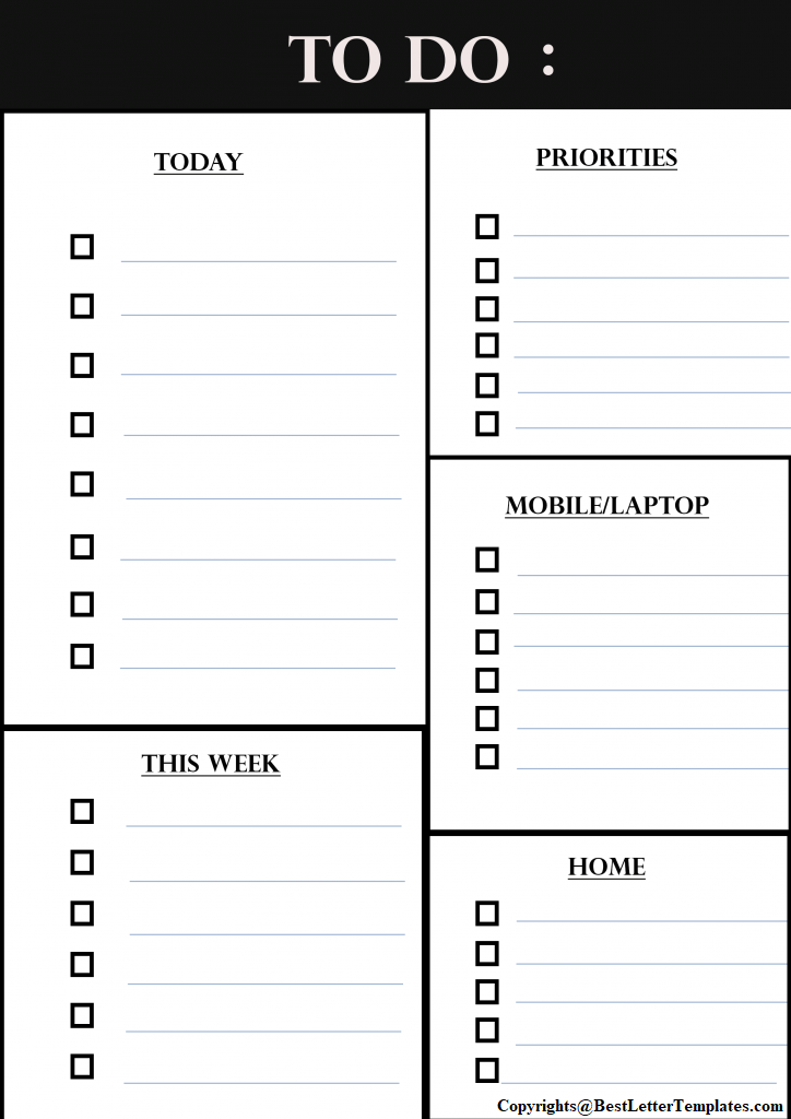 Daily Task List Template For Work