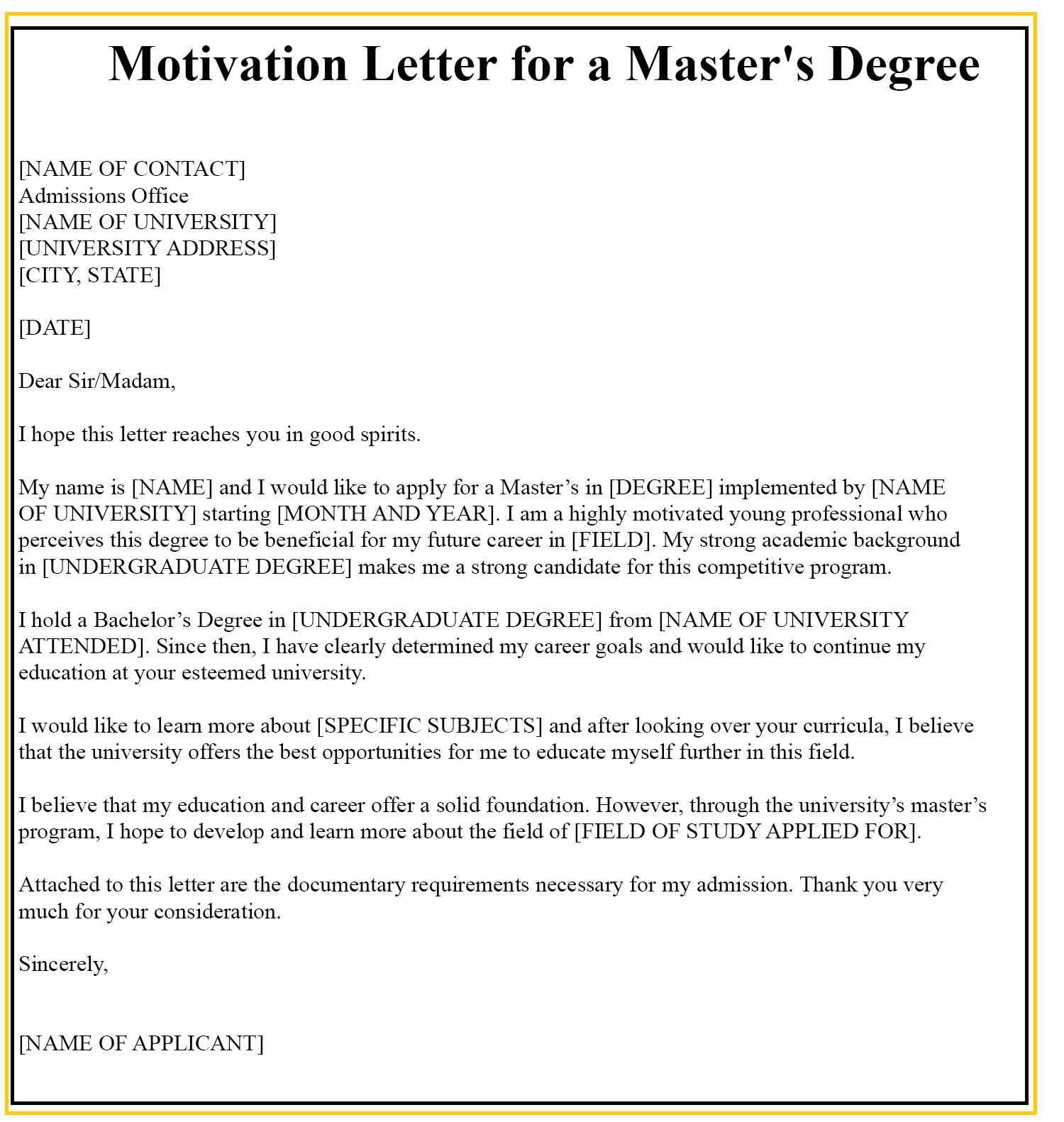 letter of motivation for a scholarship