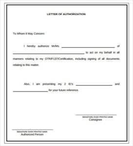 Signature Letter of Authorization
