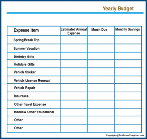 Yearly Budget Planner