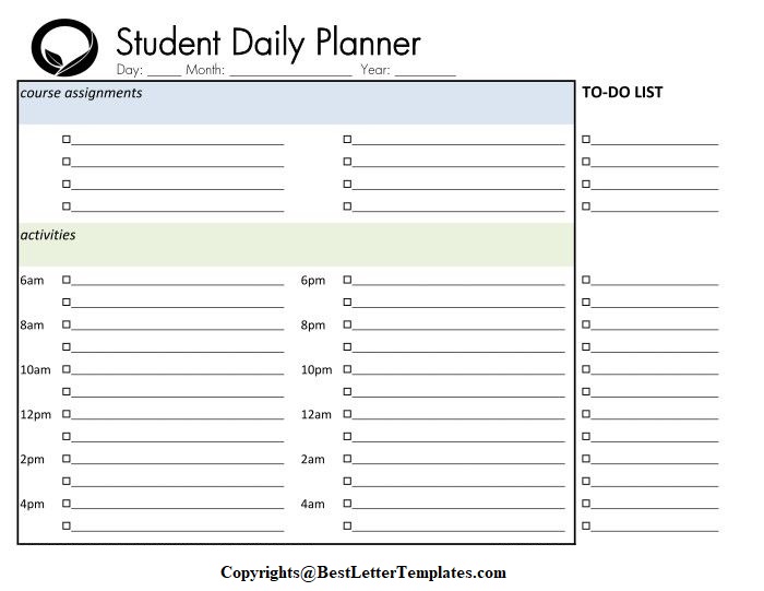 Daily Planner For Students