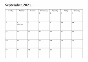 September 2021 Calendar With Holidays pdf