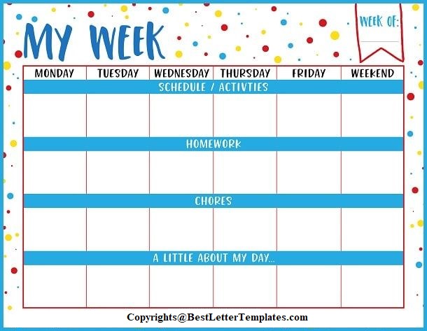 Weekly Planner For Kids