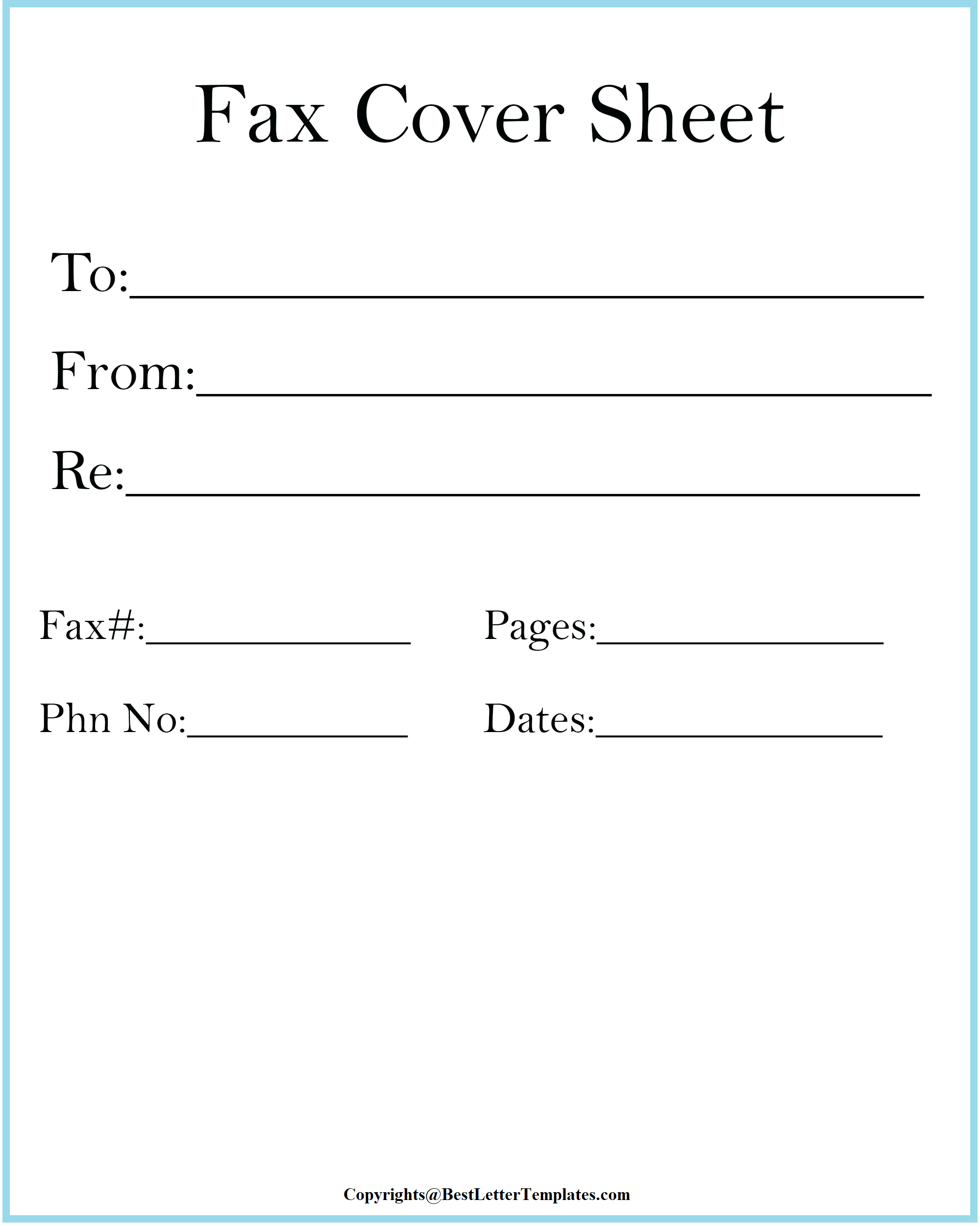 Generic Fax Cover Sheet Template