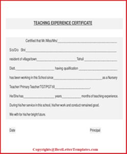 How To Write Experience Certificate For Teacher