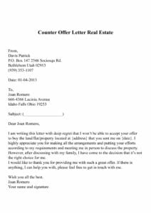 Counter Offer Letter Real Estate