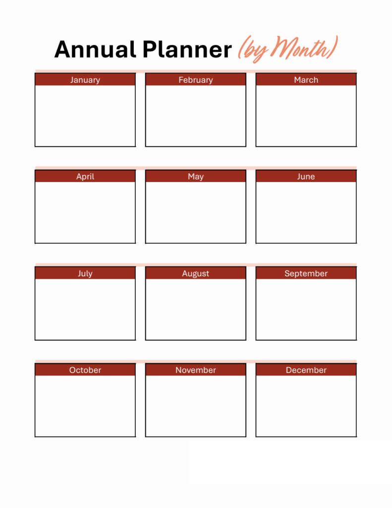 Yearly Planner Excel Template