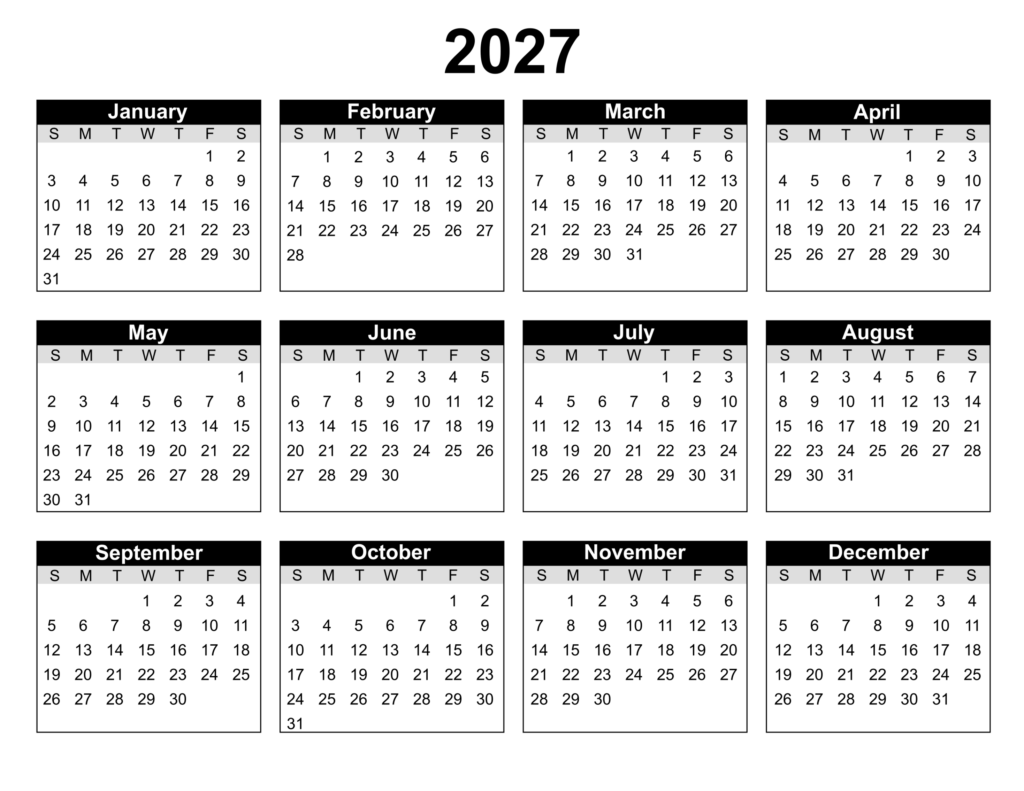 Yearly Planner with Week Numbers