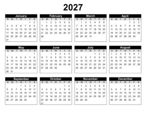 Yearly Planner with Week Numbers